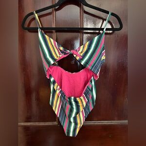 Marine Layer Colorful Striped Cutout Swimsuit